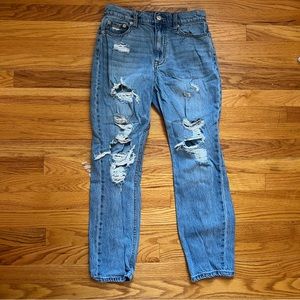 Aeropostale 90s Mom Straight Leg Blue Ripped Jeans size 2